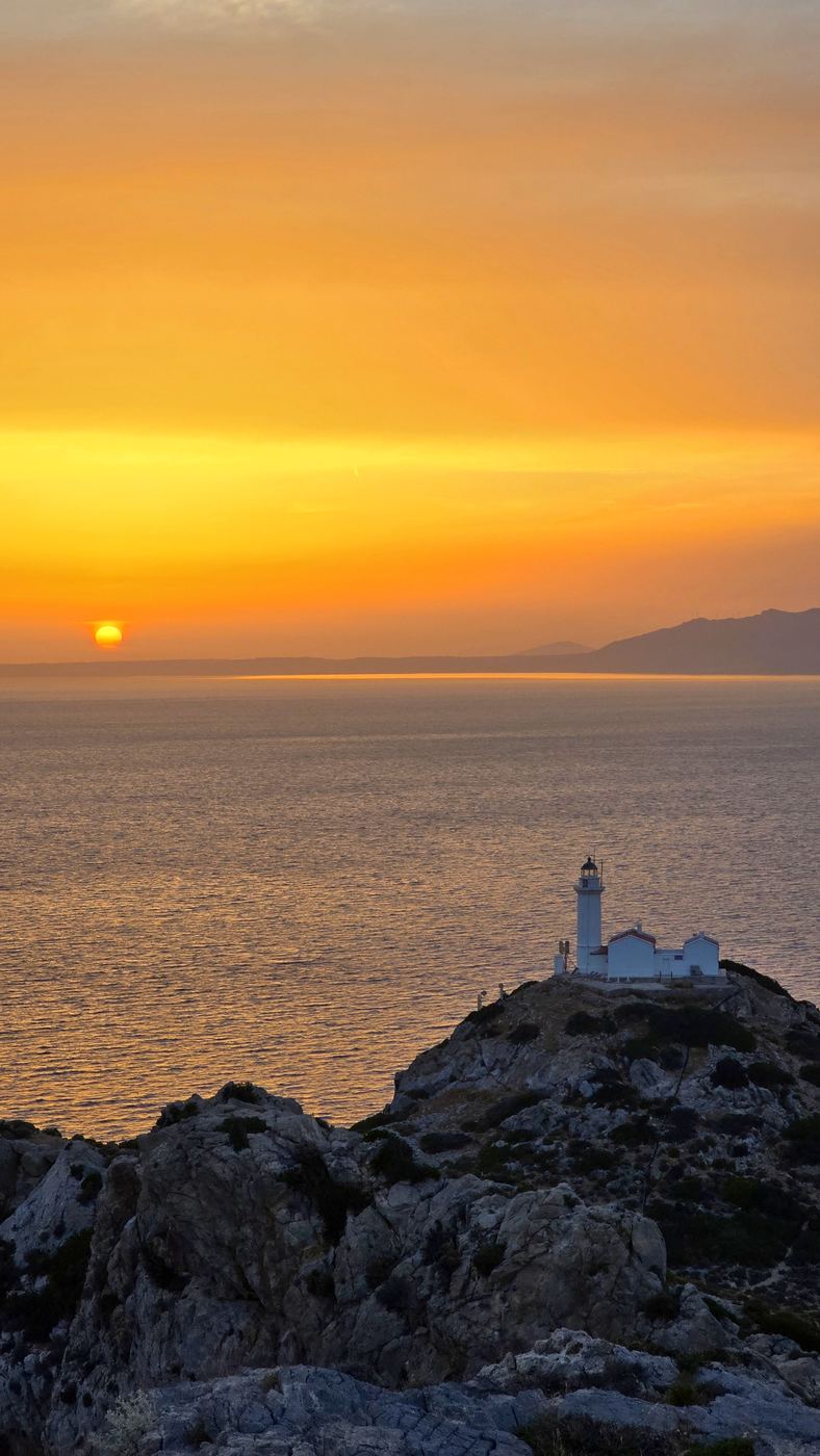 Leuchtturm Deveboynu (Knidos) bei Sonnenuntergang